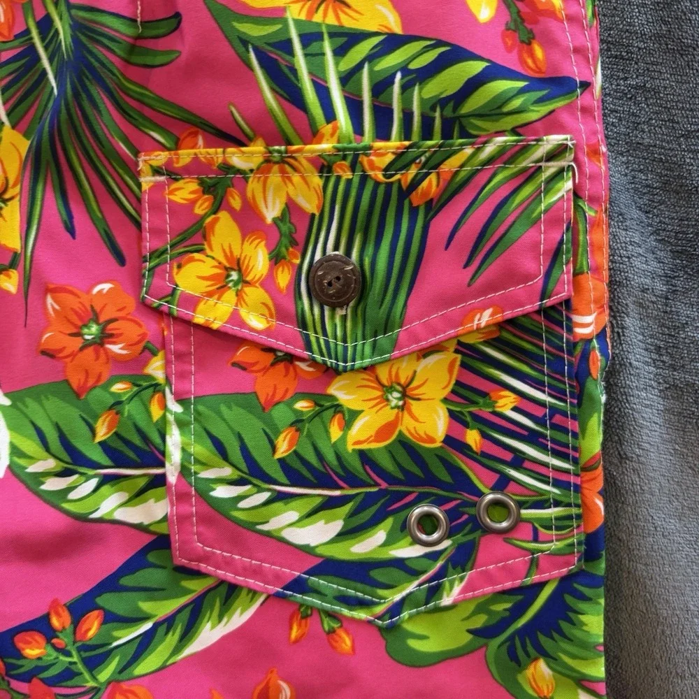 VTG Polo Ralph Lauren Board Shorts Mens 36x10 Multicolor Tropical Swim Trunks